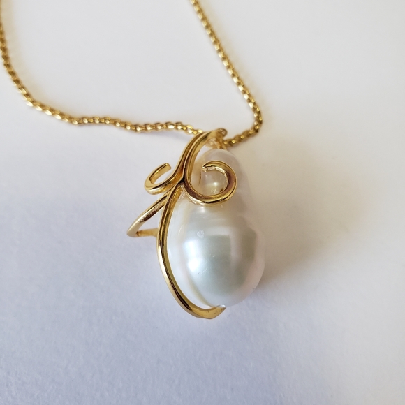 Pearl Necklace Oil Painting Baroque Pearls Natural Freshwater Pendant Flower - Picture 8 of 9